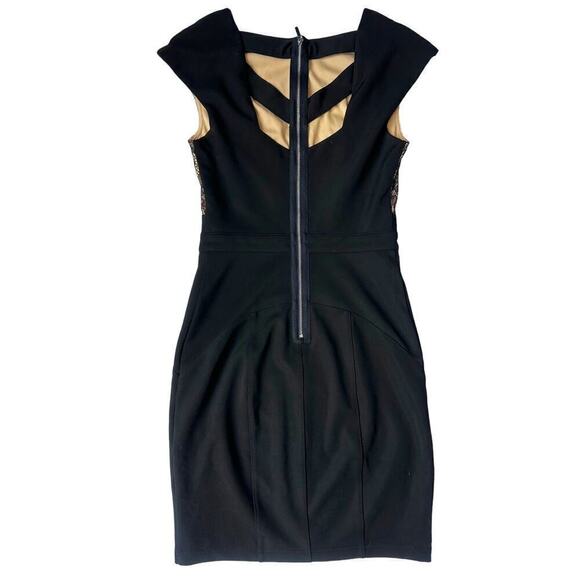 Bebe Bodycon Black Dress with Nude/Lace Insets and Back Cutouts EUC - Picture 4 of 7
